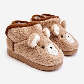 Isolierte Kinderhausschuhe mit Teddybär, Beige Eberra 1