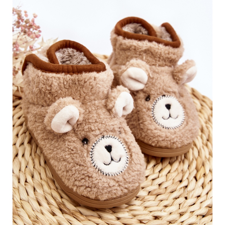 Isolierte Kinderhausschuhe mit Teddybär, Beige Eberra 2
