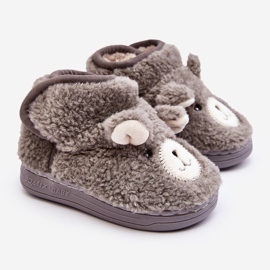 Isolierte Kinderhausschuhe mit Teddybär, Grau Eberra 1