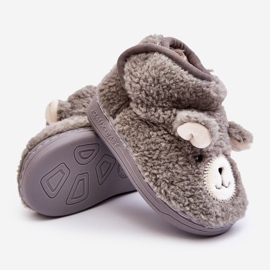 Isolierte Kinderhausschuhe mit Teddybär, Grau Eberra 4