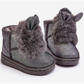 Mit Fell isolierte Kinder-Schneestiefel, graue Betty, mit Ohren 8