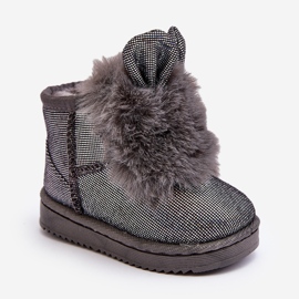 Mit Fell isolierte Kinder-Schneestiefel, graue Betty, mit Ohren 2
