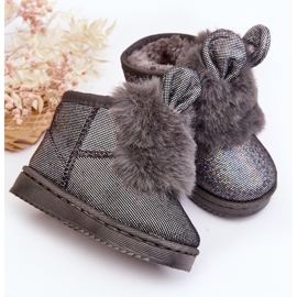 Mit Fell isolierte Kinder-Schneestiefel, graue Betty, mit Ohren 4
