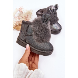 Mit Fell isolierte Kinder-Schneestiefel, graue Betty, mit Ohren 5