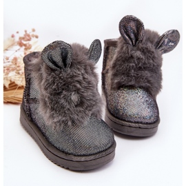 Mit Fell isolierte Kinder-Schneestiefel, graue Betty, mit Ohren 6