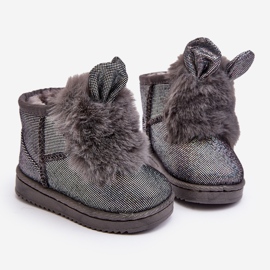 Mit Fell isolierte Kinder-Schneestiefel, graue Betty, mit Ohren 7