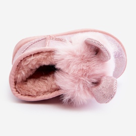 Mit Fell isolierte Kinder-Schneestiefel, hellrosa Betty-Ohren 1