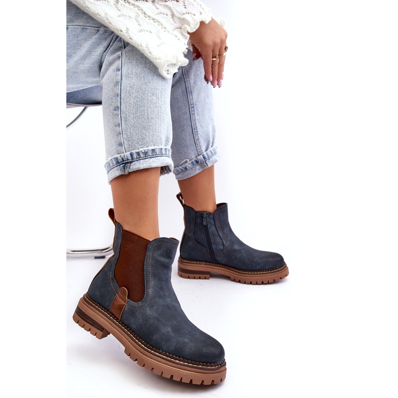 Evento Isolierte Damen-Chelsea-Stiefel mit flachem Absatz, Blue Myrine blau 1