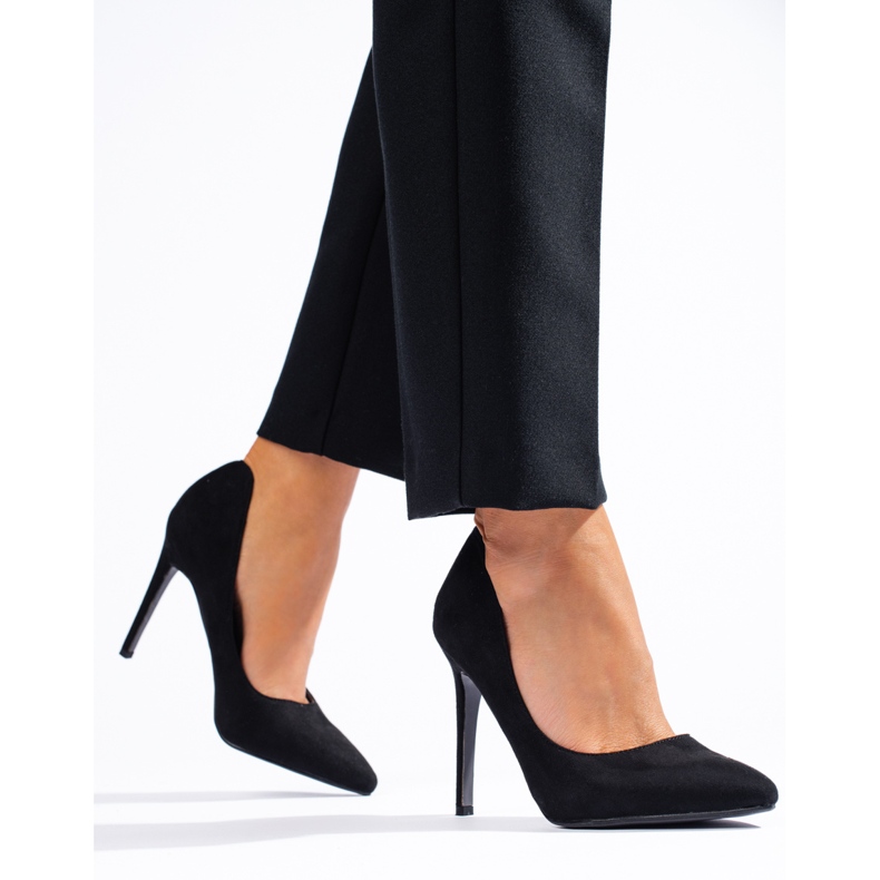 Elegante Wildlederpumps mit hohem Absatz von Shelovet schwarz 1