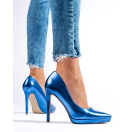 Blaue High-Heel-Pumps von Shelovet lila 1