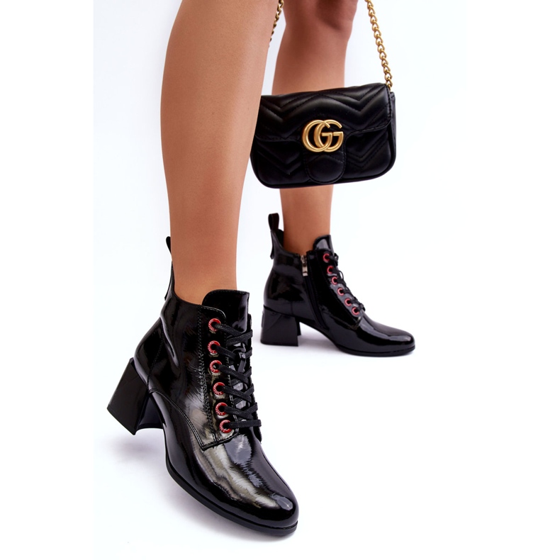 Niedrige Schnürstiefeletten aus Lackleder S.Barski MR870-66 Schwarz 6