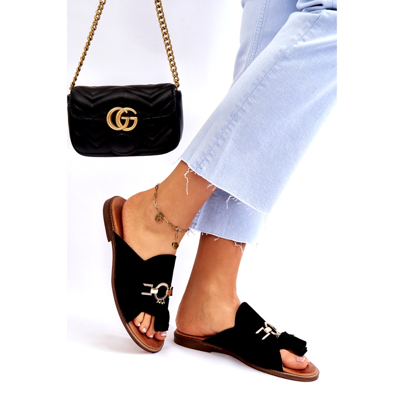 Lewski Shoes Damen Wildleder Hausschuhe Leski Schuhe 3226 Schwarz 1