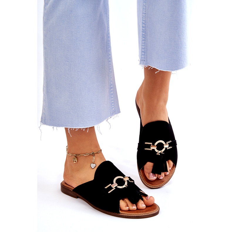 Lewski Shoes Damen Wildleder Hausschuhe Leski Schuhe 3226 Schwarz 2