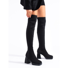 Overknee-Stiefel Shelovet für Damen mit flexiblem Obermaterial schwarz 1