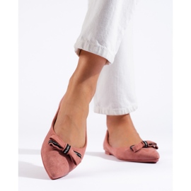 Ballerinas aus Wildleder mit Shelovet-Schleife rosa 1