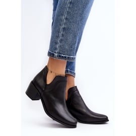 Lederstiefeletten mit ausgeschnittenen High Heels in Schwarz von Dalros 3
