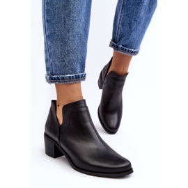 Lederstiefeletten mit ausgeschnittenen High Heels in Schwarz von Dalros 8
