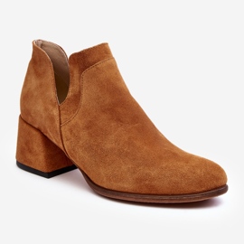 Wildleder-Stiefeletten mit ausgeschnittenen Absätzen Camel Dalros braun 1