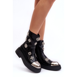 S.Barski Lederisolierte Stiefeletten mit Verzierungen D&amp;A MR870-14A Schwarz 2