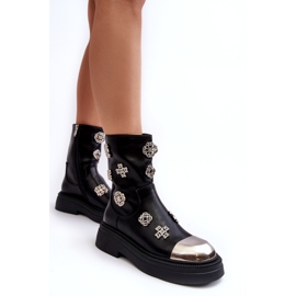 S.Barski Lederisolierte Stiefeletten mit Verzierungen D&amp;A MR870-14A Schwarz 3