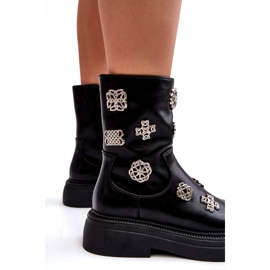 S.Barski Lederisolierte Stiefeletten mit Verzierungen D&amp;A MR870-14A Schwarz 4