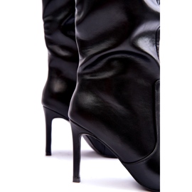 FB2 Lederstiefel mit hohem Absatz, schwarze Meliskindra 1