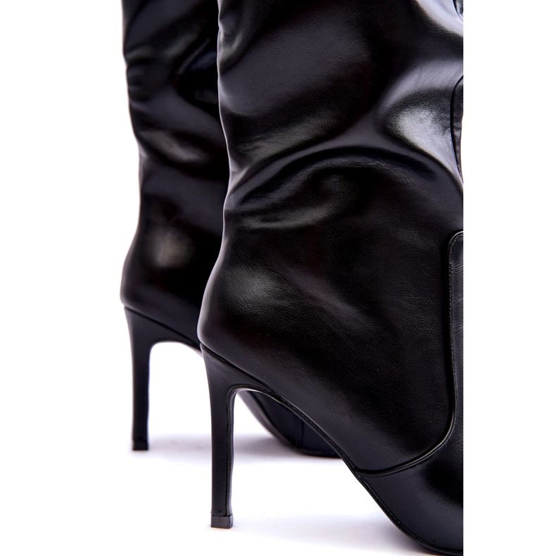 FB2 Lederstiefel mit hohem Absatz, schwarze Meliskindra 1