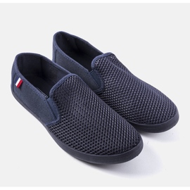 Marineblaue, durchbrochene Herren-Sneaker von Garibaldi 1