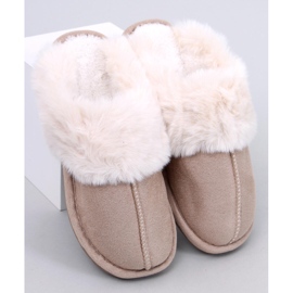 Otteys Beige Damenhausschuhe mit Fell 1