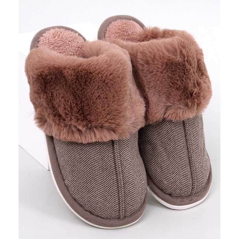 Gregory Mocca Herren-Hausschuhe mit Fischgrätenmuster beige 1