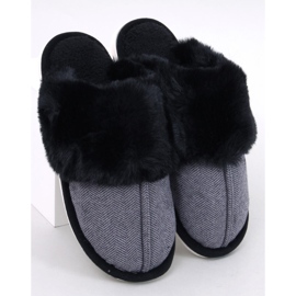 Schwarze Herrenhausschuhe mit Fischgrätenmuster von Gregory 1