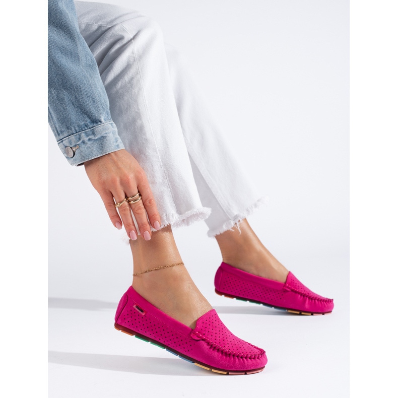 Bequeme rosafarbene Wildleder-Loafer von Shelovet 1