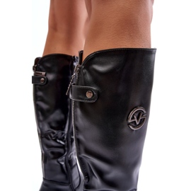 Vinceza Flache Damenstiefel aus Leder, Schwarz Albina 4