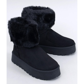 Tayna Schwarze Plateau-Schneestiefel mit Fell 1
