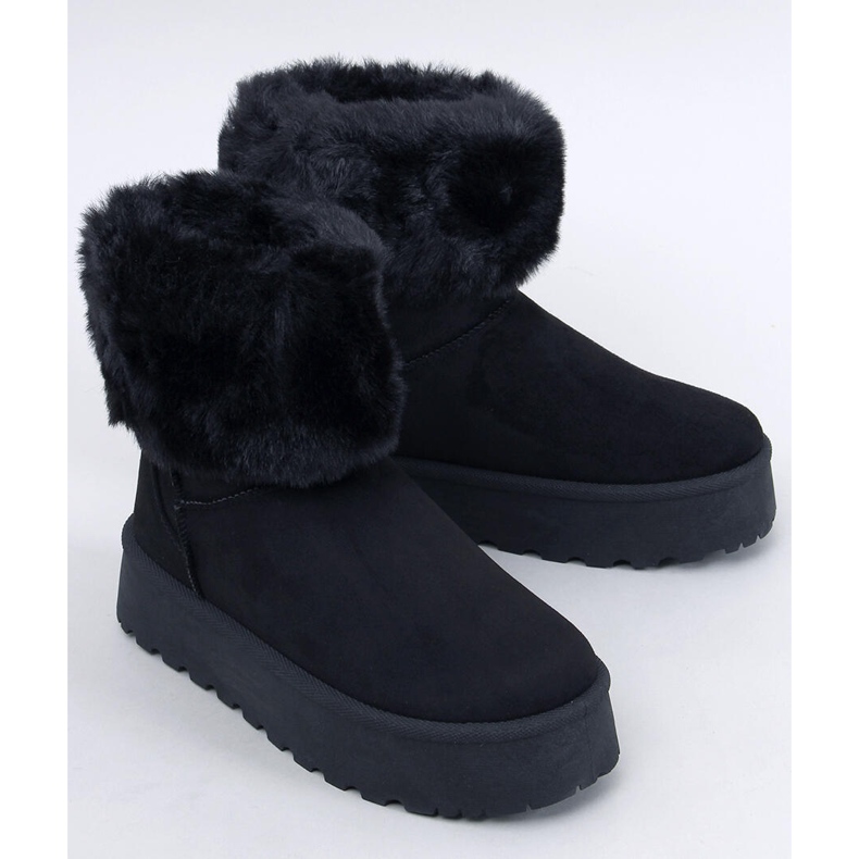 Tayna Schwarze Plateau-Schneestiefel mit Fell 1