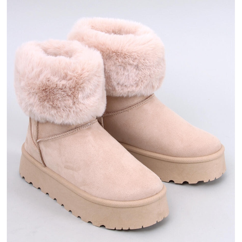 Tayna Beige Plateau-Schneestiefel mit Fell 1