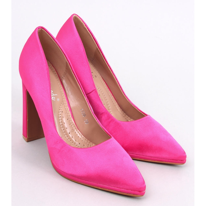 Satinpumps mit weitem Absatz Olivv Fuchsia rosa 1