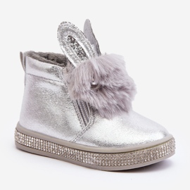 Silberne Mothia Kinder-Schneestiefel mit Reißverschluss 2