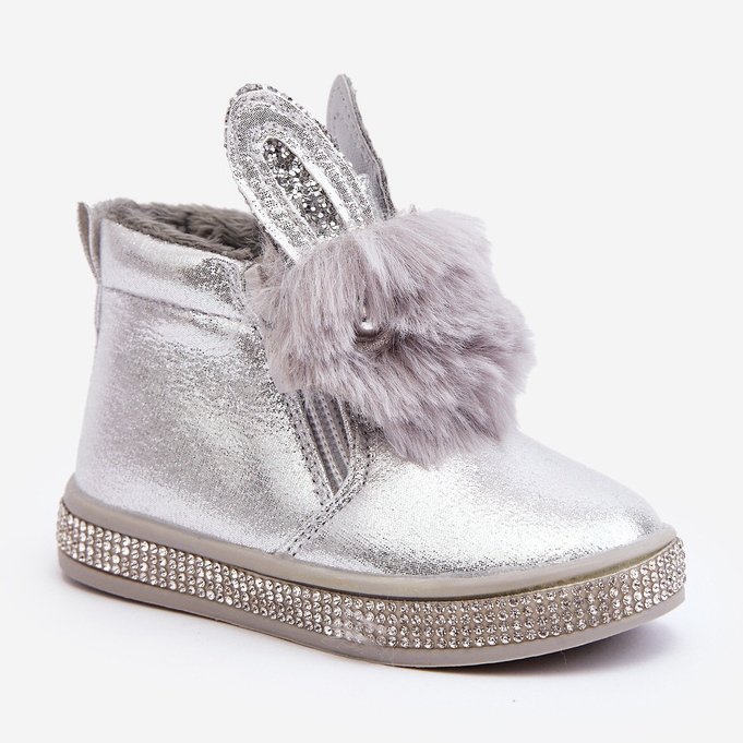 Silberne Mothia Kinder-Schneestiefel mit Reißverschluss 2