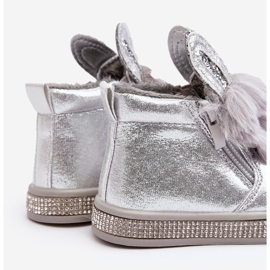 Silberne Mothia Kinder-Schneestiefel mit Reißverschluss 1