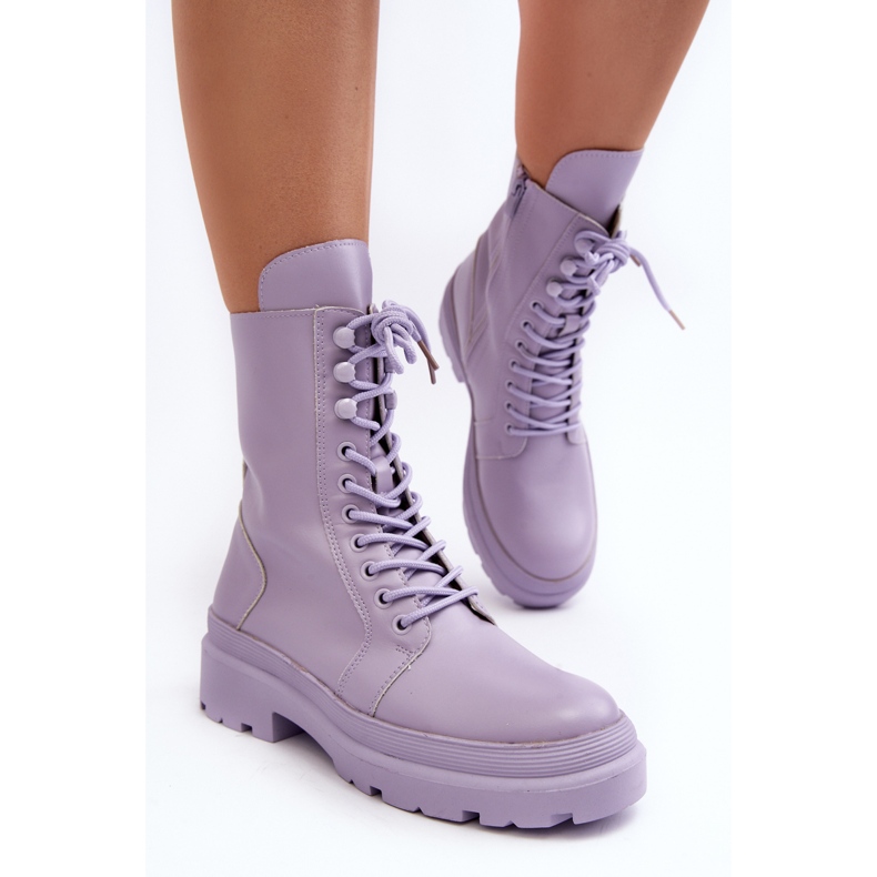 Damen-Arbeiterstiefel, Öko-Leder, Lila Irande 1
