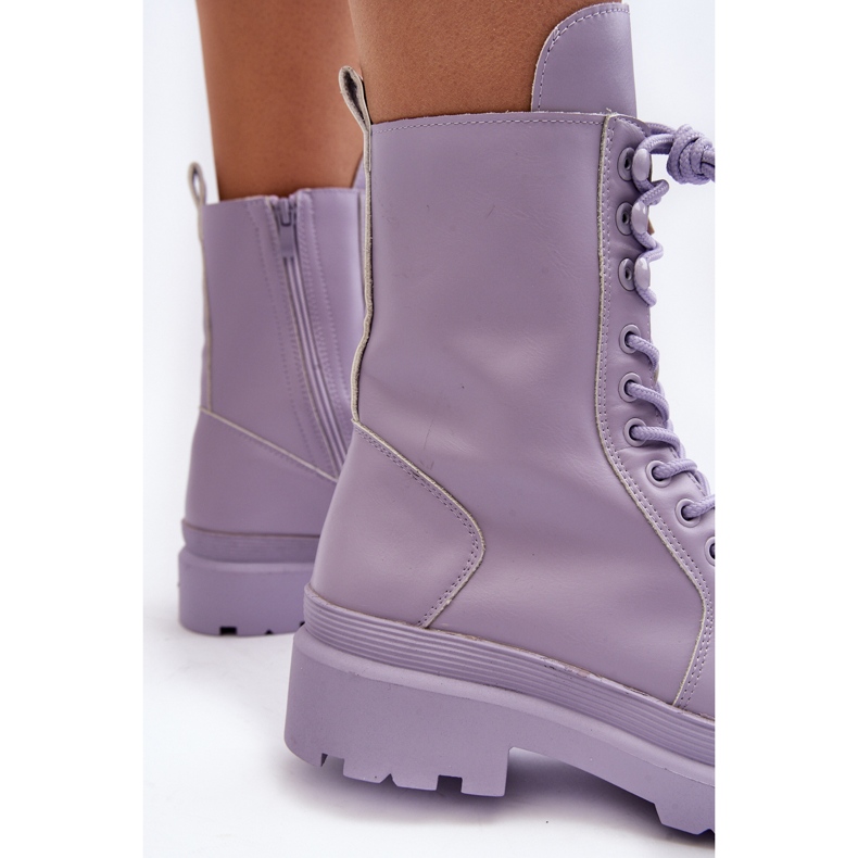 Damen-Arbeiterstiefel, Öko-Leder, Lila Irande 2