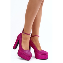 Fuchsia Mommoi Glitzer-Pumps mit hohen Absätzen rosa 1