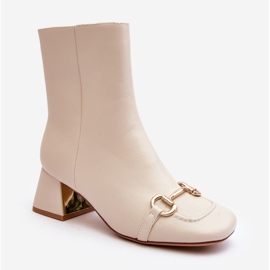 Hochhackige Stiefeletten mit Verzierung, hellbeige Adinah 2