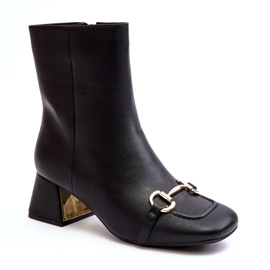 Schwarze Adinah-Stiefeletten mit hohem Absatz und Verzierung 2