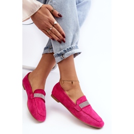 Damen-Mokassins mit Strasssteinen Fuchsia Ralrika rosa 2