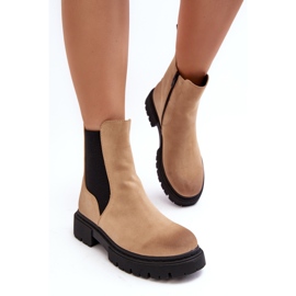 Isolierte Chelsea-Stiefel für Damen mit Reißverschluss Beige Vesta 1