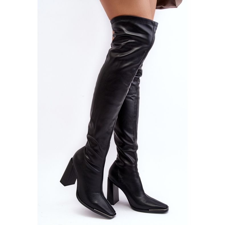 Overknee-Stiefel für Damen mit hohem Absatz, Öko-Leder, Black Orcella schwarz 1