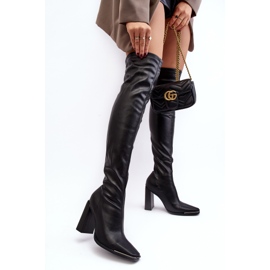 Overknee-Stiefel für Damen mit hohem Absatz, Öko-Leder, Black Orcella schwarz 2