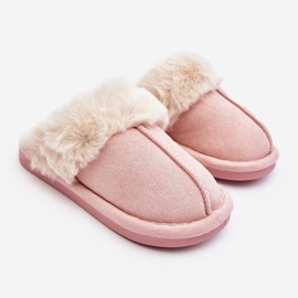 Rosa Befana-Kinderhausschuhe mit Fell 1